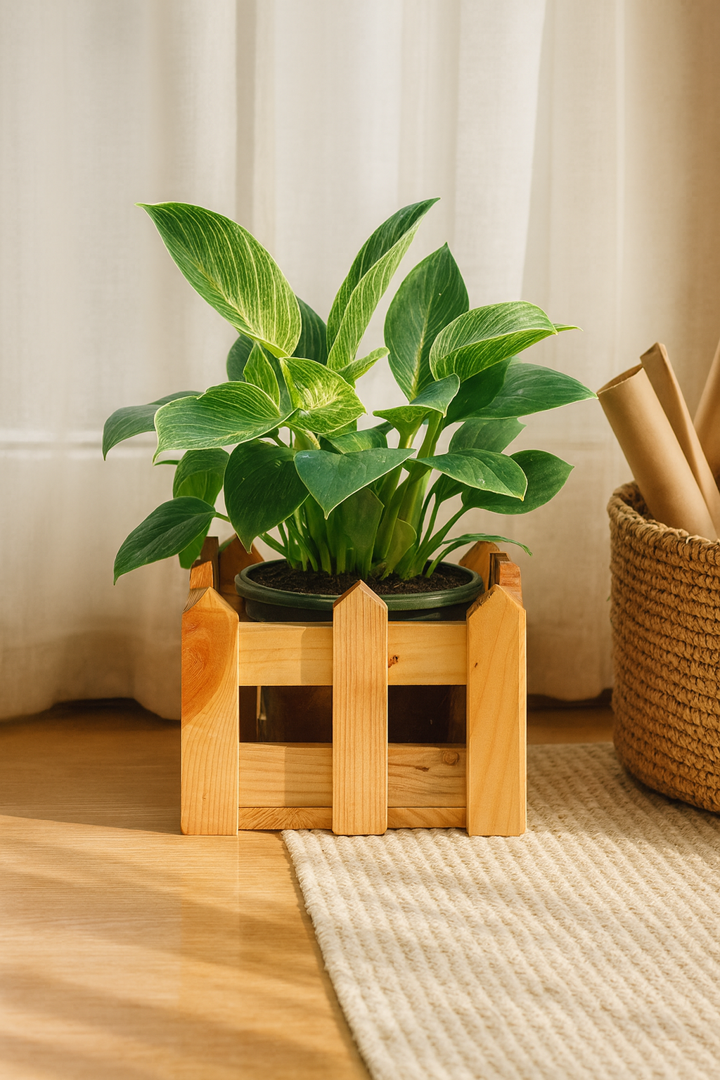 Designer wooden planter for indoor plants – Exoticura