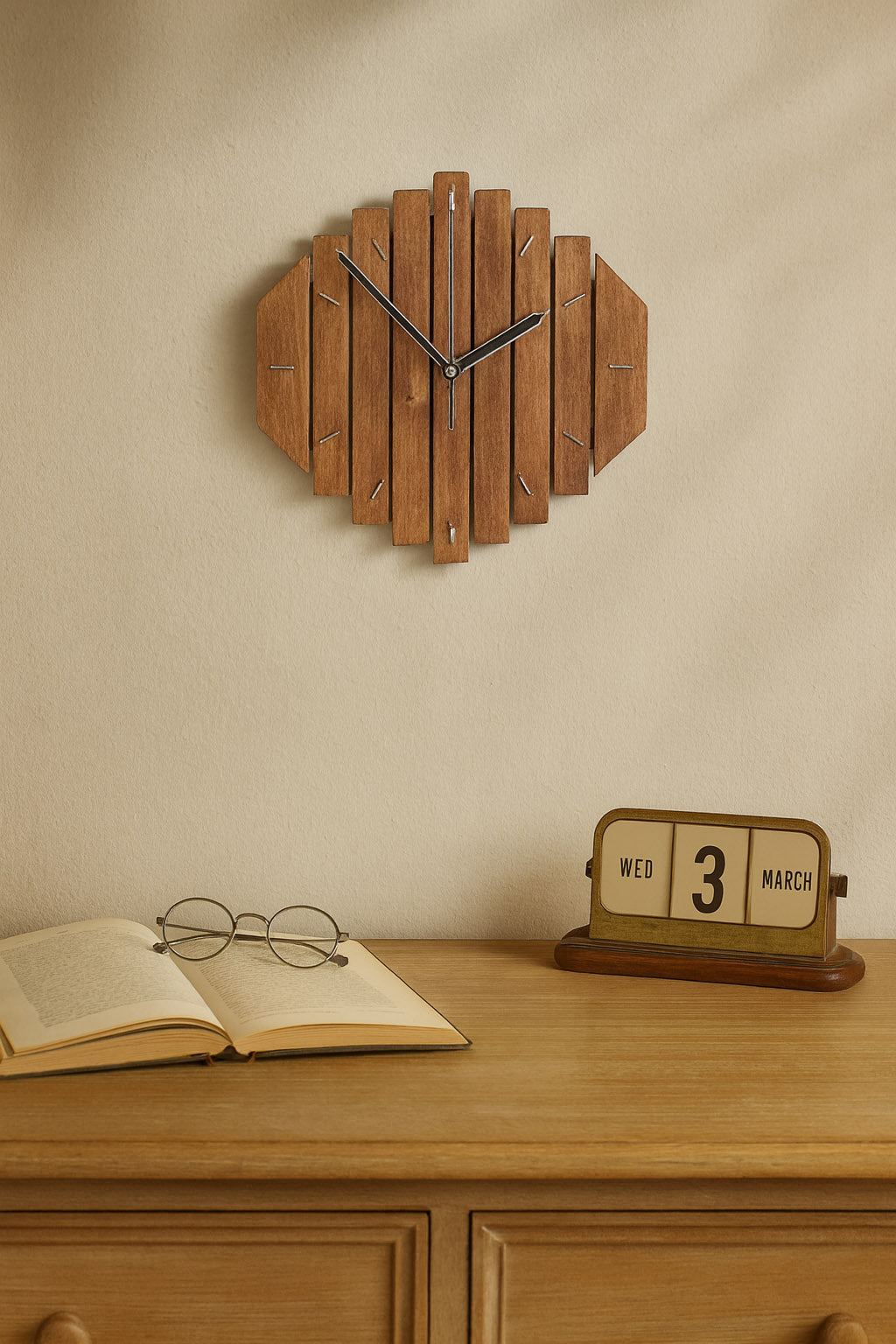Contemporary wooden slat wall clock – Exoticura decor