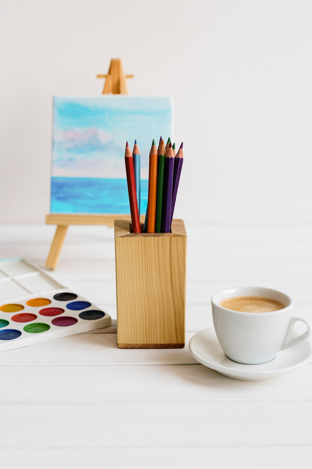 Handmade pinewood pencil holder – Exoticura desk organizer
