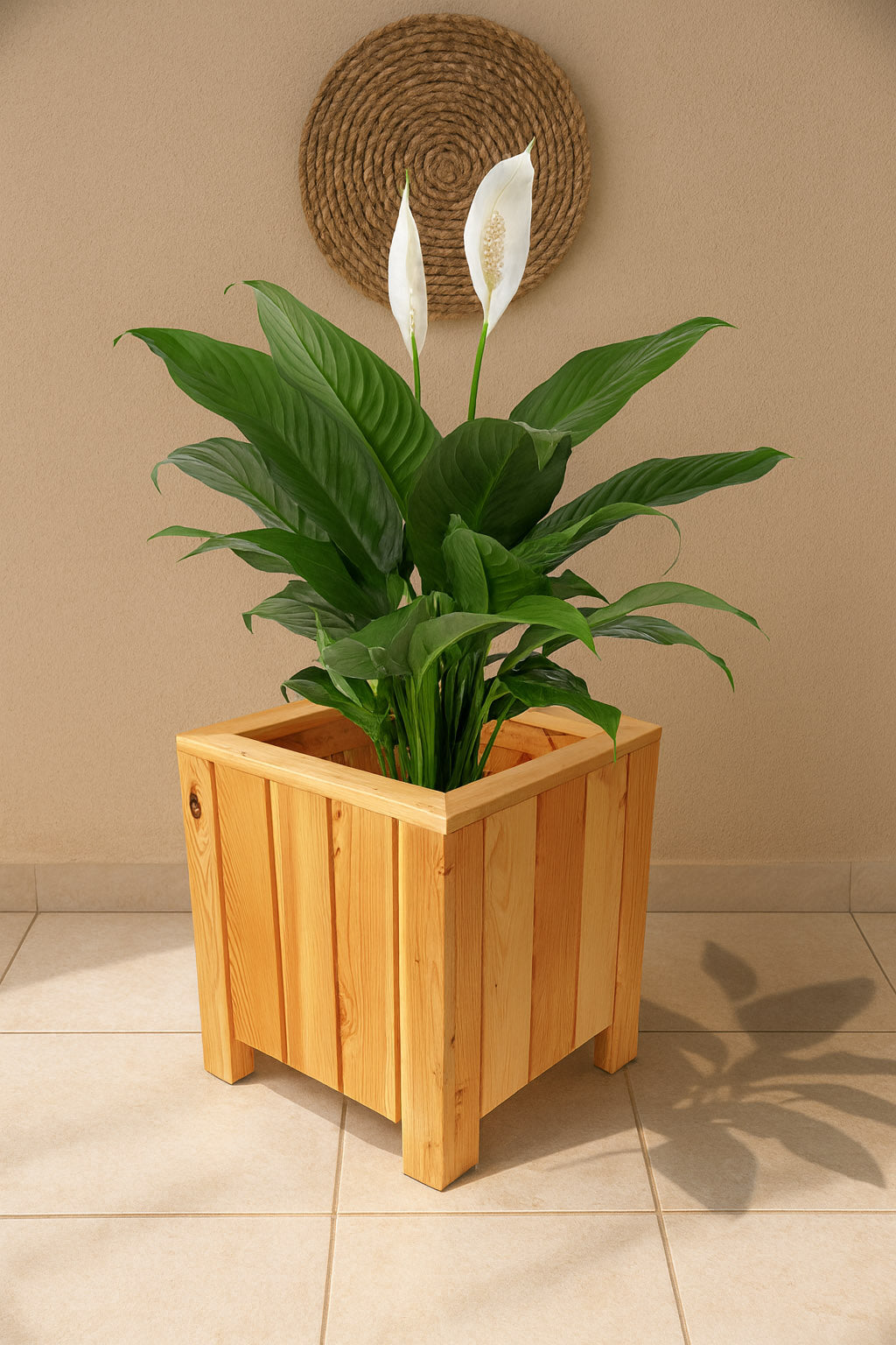 Modern square pinewood planter – Exoticura decor