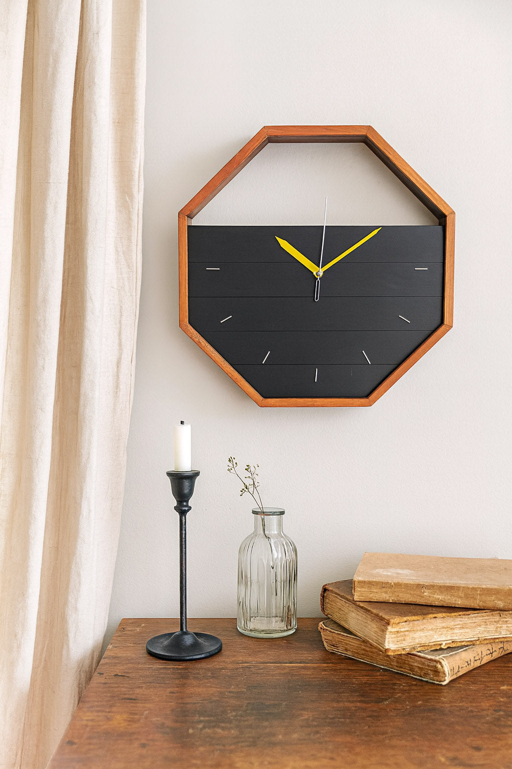 Modern octagonal wooden wall clock – Exoticura decor