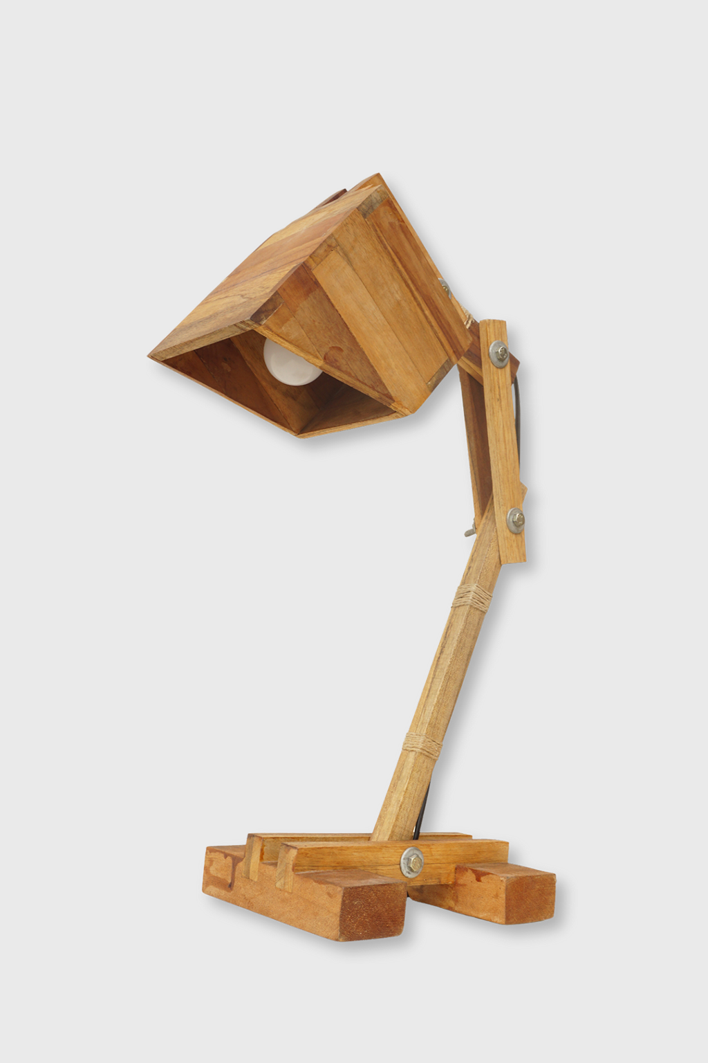 Exoticura handcrafted wooden table lamp for study desk