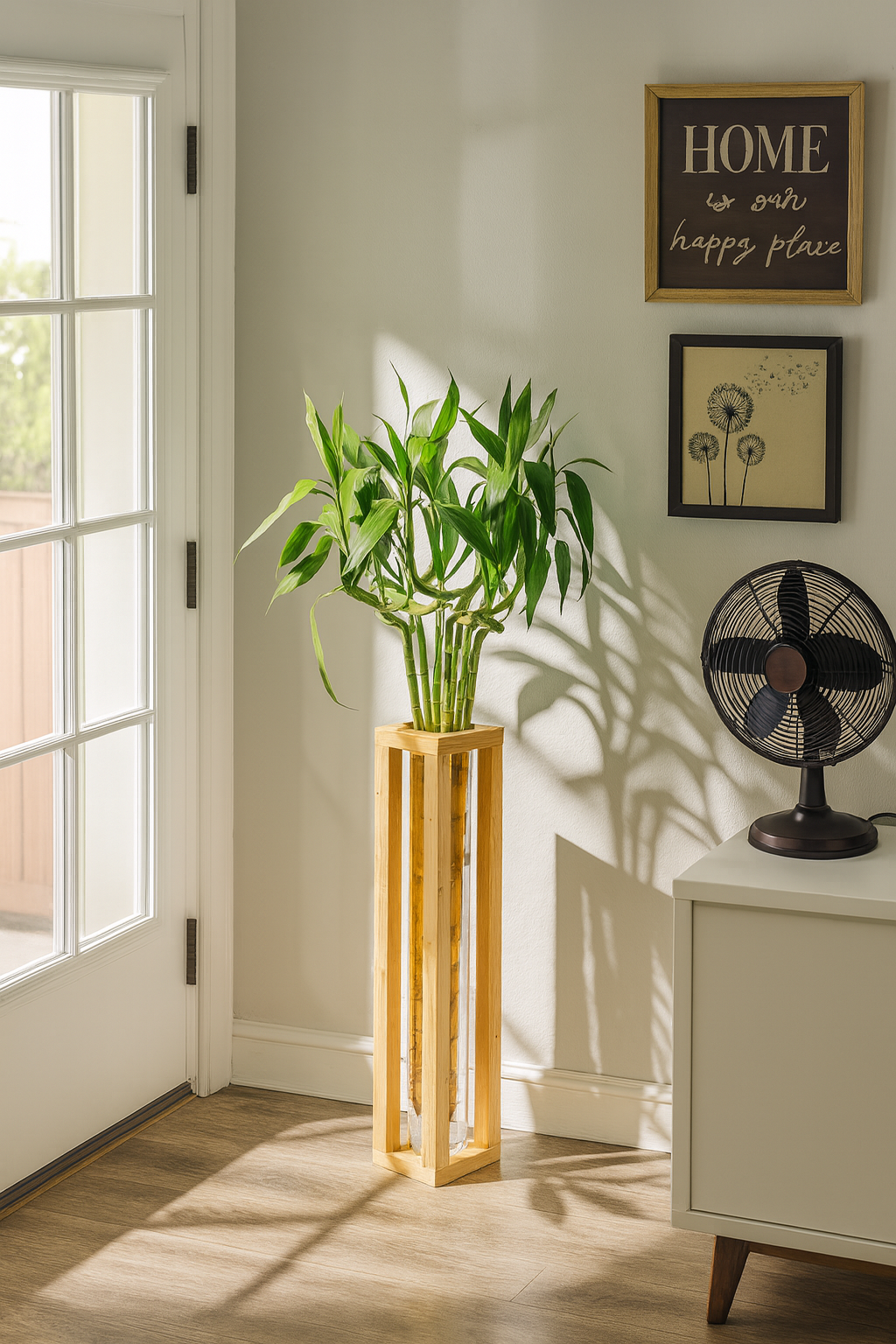 Modern wooden open-frame bamboo vase – Exoticura decor