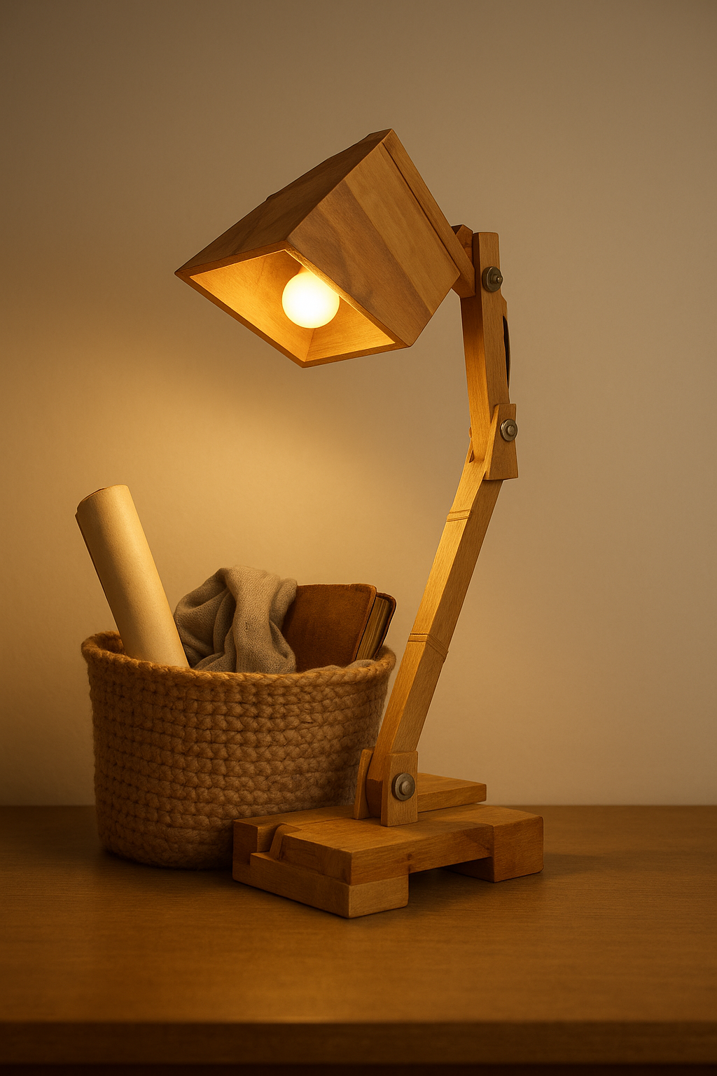 Handmade wooden desk lamp – Exoticura decor